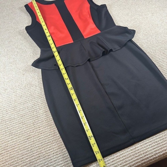 Enfocus Studio Sleeveless A-Line Peplum Midi Dress Size 8 Black Coral Office - Picture 8 of 9